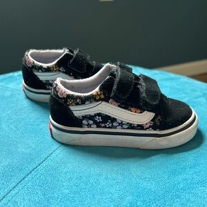 Vans black and floral sneakers